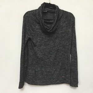 Hello Mello Dark Grey, Black Cowl Neck Long Sleeve Top Size Small Fall Winter